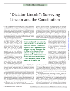 `Dictator Lincoln`: Surveying Lincoln and the Constitution