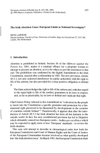 The Irish Abortion Cases: European Limits to National Sovereignty