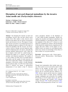 Disruption of ant-seed dispersal mutualisms by the invasive Asian