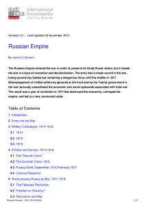 Russian Empire - 1914-1918-Online. International Encyclopedia of
