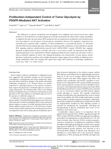 Proliferation-Independent Control of Tumor Glycolysis by PDGFR