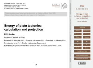Energy of plate tectonics calculation and projection