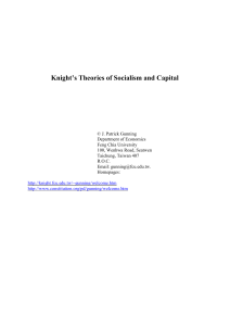 Knight`s Theories of Socialism and Capital