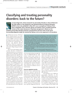 Classifying and treating personality disorders: back to the future?