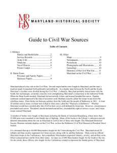 Guide to Civil War Sources - Maryland Historical Society