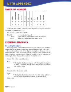 NAMES FOR NUMBERS ESTIMATION STRATEGIES