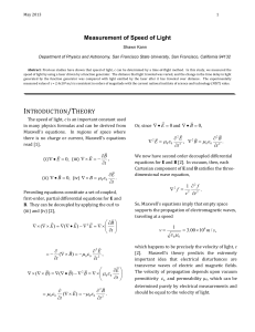 Speed of an Electromagnetic wave using Light Amplification by