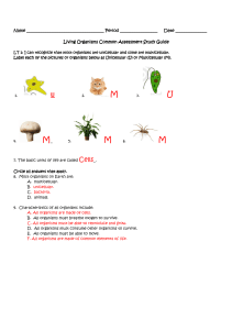 Living Organisms unit test study guide - Answer Key - Parkway C-2