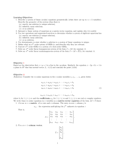 Learning Objectives 1. Describe a system of linear (scalar