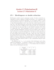 Module 27: Polarization-II Lecture 27: Polarization-II