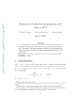 Degrees of irreducible polynomials over binary field