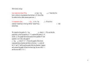 More notes on logs: log x represents a base 10 log , i.e. log x = log