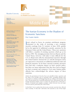 Middle East Brief 31 "The Iranian Economy in the Shadow of