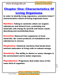 Chapter One: Characteristics Of Living Organisms