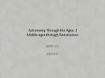 Astronomy Through the Ages: 2 Middle ages through Renaissance