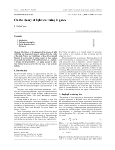 On the theory of light scattering in gases