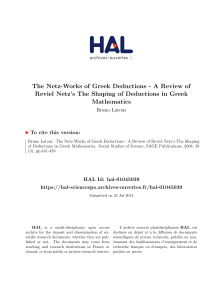 The Netz-Works of Greek Deductions - A Review of - Hal-SHS