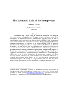 The Economic Role of the Entrepreneur