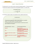 Lesson 8: Using the Discriminant The - the Algebra Class E