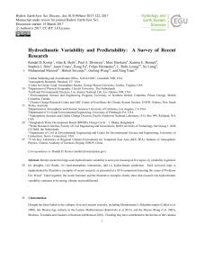 Hydroclimatic Variability and Predictability: A Survey of Recent