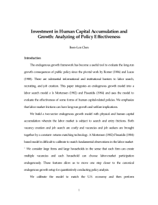 Investment in Human Capital Accumulation and Growth