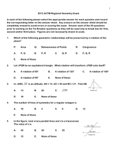 2012 ACTM Regional Geometry Exam In each of the following