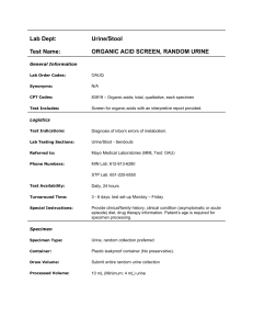 Organic Acid Screen, Random Urine