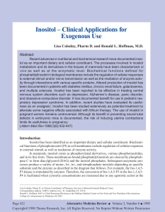 Inositol – Clinical Applications for Exogenous Use