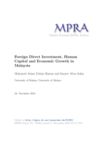 Foreign Direct Investment, Human Capital and Economic Growth in