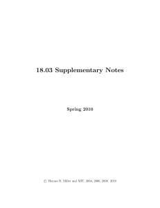 18.03 Differential Equations, Supplementary Notes