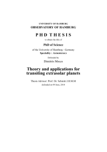 PHD THESIS Theory and applications for transiting extrasolar planets
