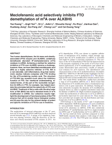Meclofenamic acid selectively inhibits FTO demethylation of m A