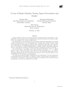 A Case of Depth-3 Identity Testing, Sparse Factorization and Duality