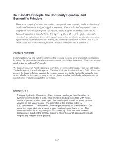 1-34 Pascal`s Principle, the Continuity Equation, and Bernoulli`s