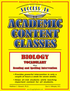 biology - Glavach and Associates. Reading Intervention Programs