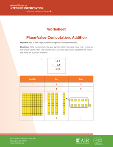 Worksheet Place-Value Computation: Addition