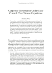 Corporate Governance Under State Control: The Chinese Experience