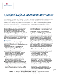 Qualified Default Investment Alternatives