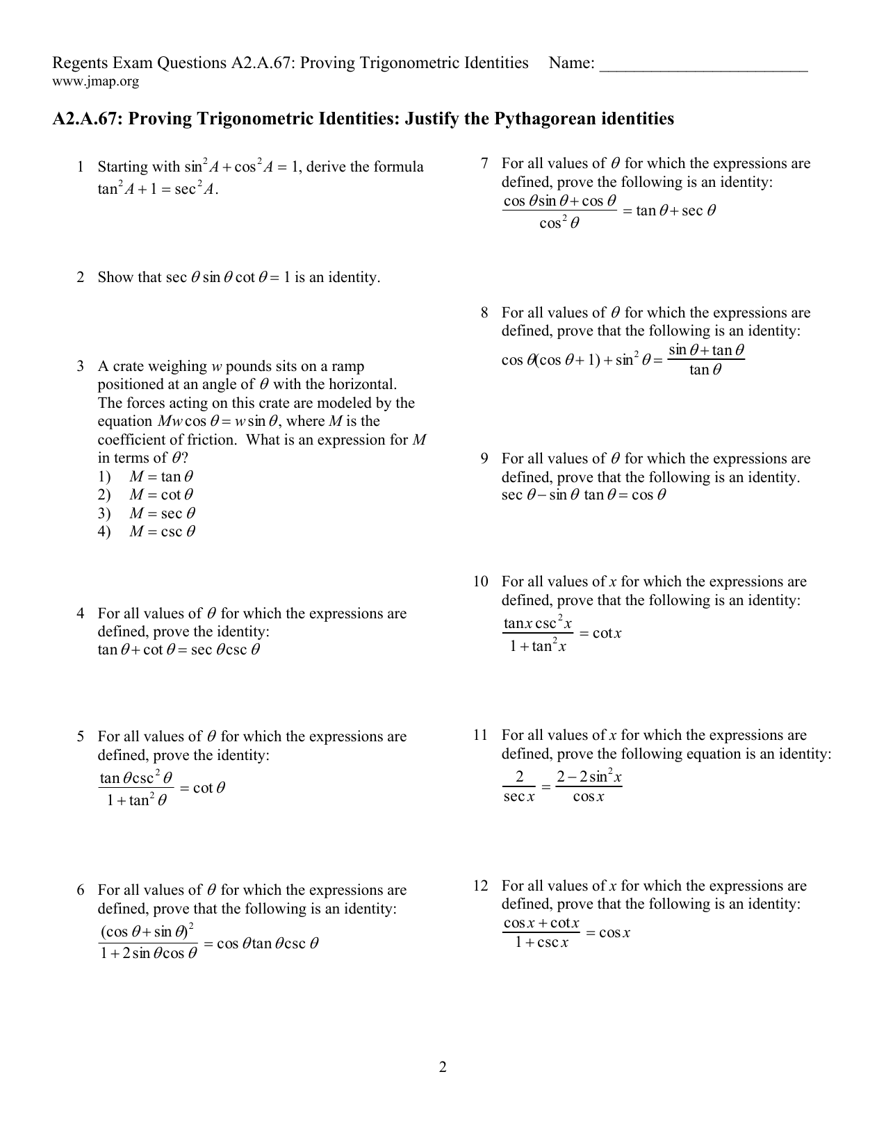 Justify The Pythagorean Identities