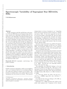 Spectroscopic Variability of Supergiant Star HD14134, B3Ia
