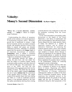 Velocity: Money`s Second Dimension