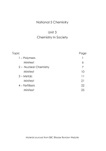 National 5 Chemistry Unit 3 Chemistry In Society