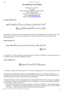 The Significance of the Hijrah