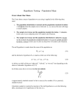 Hypothesis Testing - One Population Mean