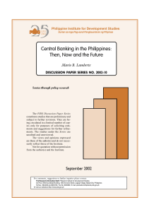 Central Banking in the Philippines: Then, Now and the Future