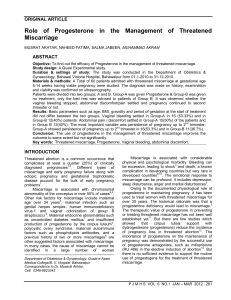 Role of Progesterone in the management of