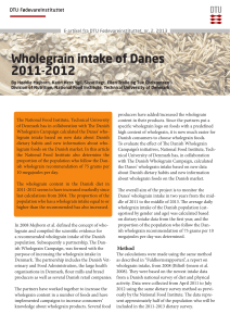 Wholegrain intake of Danes 2011-2012