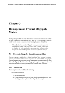 Chapter 3 Homogeneous Product Oligopoly Models