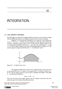 Section 4.1: The Definite Integral