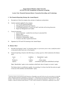 Financial Statements Basics - Duke`s Fuqua School of Business